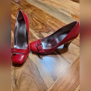 Anne Klein Women's Red Buckle Pump Heels